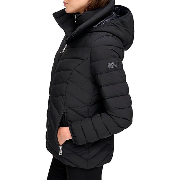 NEW DKNY Womens Puffer Jacket black sz Large - Picture 3 of 6